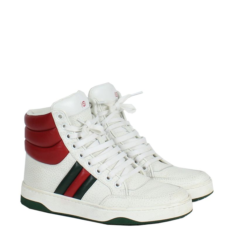 Tenis-Gucci-Couro-Branco-Cano-Medio