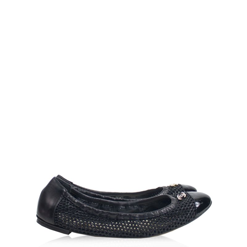 Sapatilha-Chanel-Couro-e-Verniz-Preto