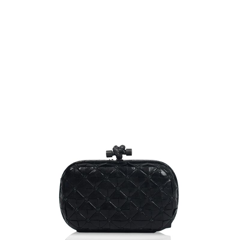 Clutch-Bottega-Veneta-Knot-Python-e-Couro-Preto