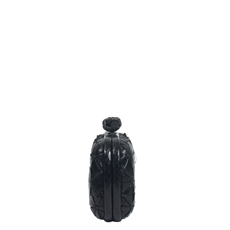 Clutch-Bottega-Veneta-Knot-Python-e-Couro-Preto