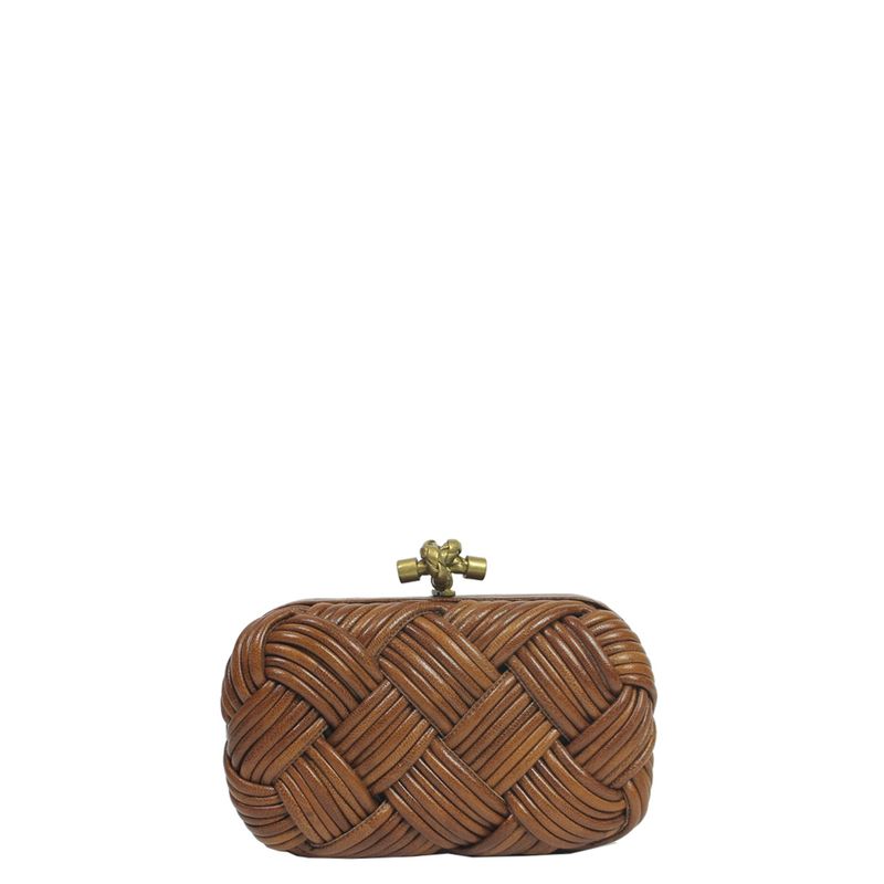 Clutch-Bottega-Veneta-Knot-Couro-Marrom