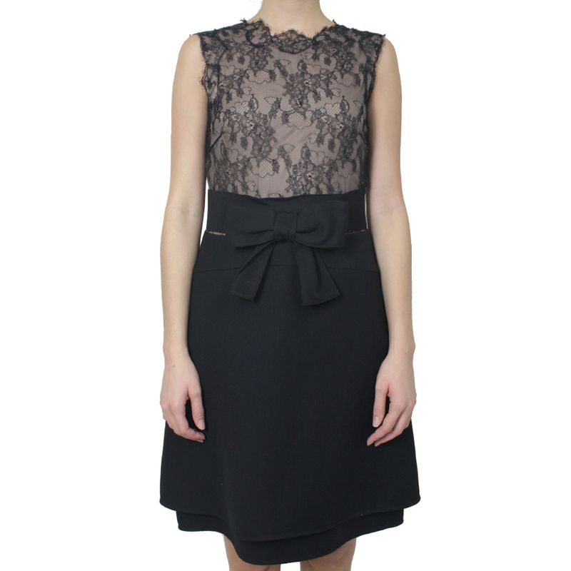 Vestido-Valentino-Renda-e-Laco-Preto