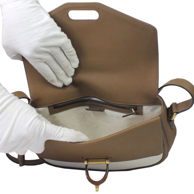 Bolsa-Gucci-Lona-e-Couro-Marrom