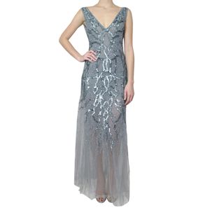 Vestido Longo Amen Couture Paetê Prateado
