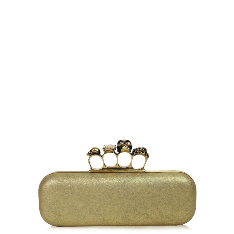 Clutch-Alexander-McQueen-Skull-Dourada