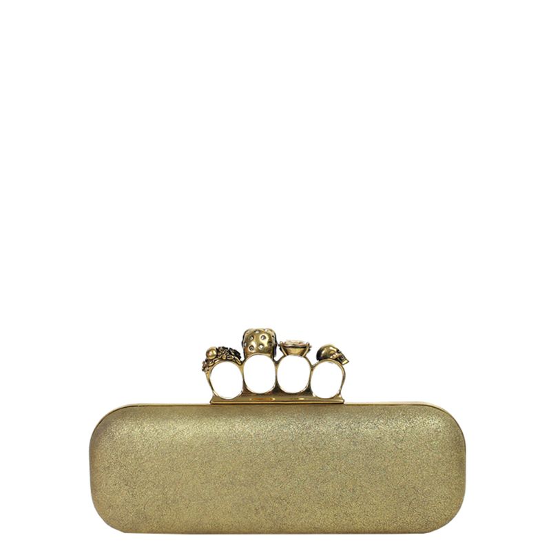 Clutch-Alexander-McQueen-Skull-Dourada
