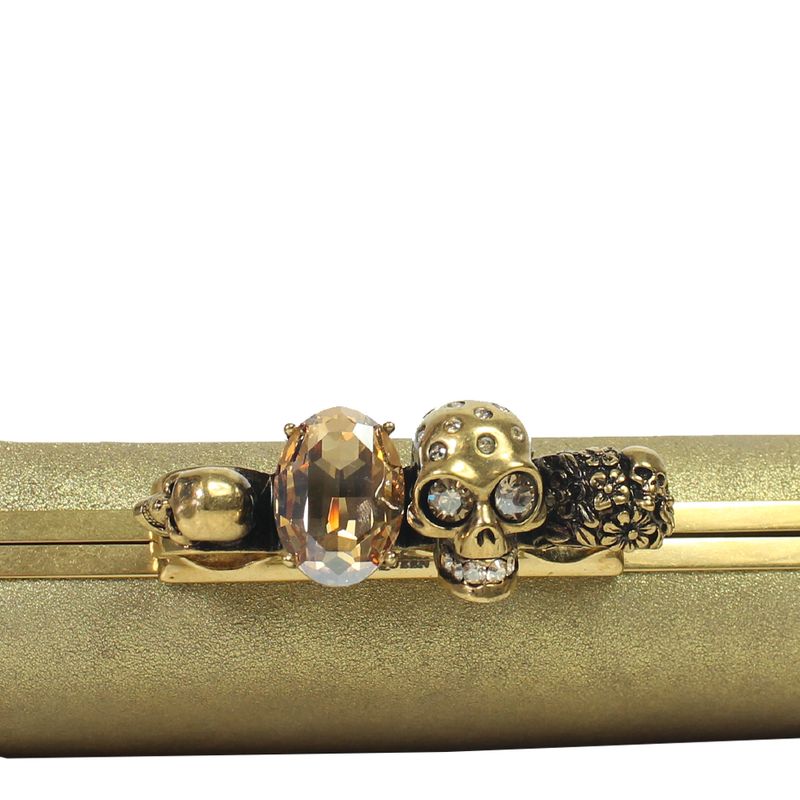 Clutch-Alexander-McQueen-Skull-Dourada