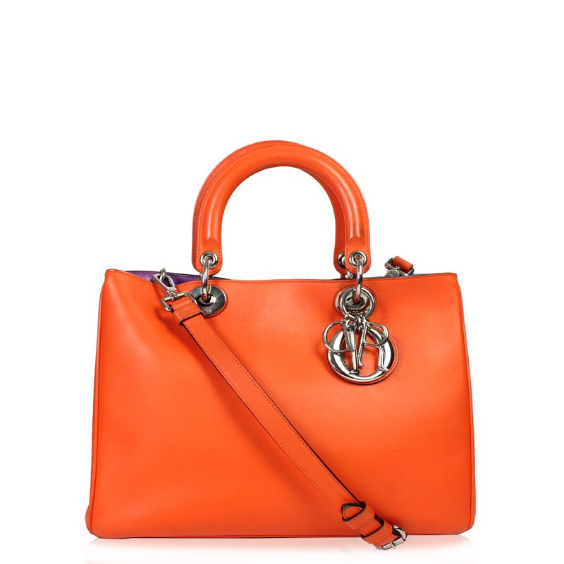 Bolsa-Christian-Dior-Diorissimo-Couro-Laranja