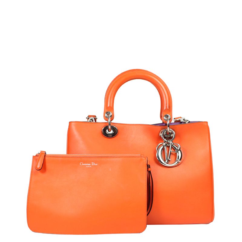 Bolsa-Christian-Dior-Diorissimo-Couro-Laranja