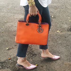 Bolsa Christian Dior Diorissimo Couro Laranja