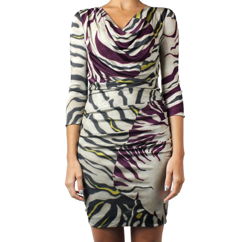 Vestido-Emilio-Pucci-Drapeado-Cinza-e-Roxo