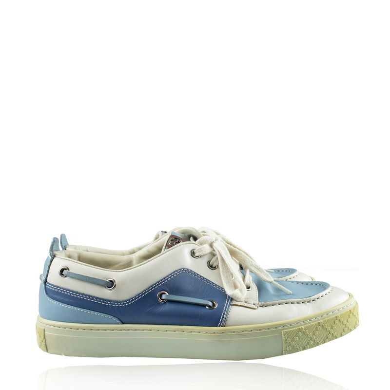 Tenis-Gucci-Couro-Branco-Azul