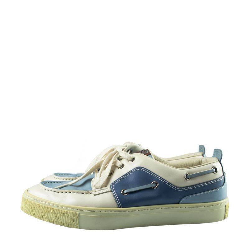 Tenis-Gucci-Couro-Branco-Azul