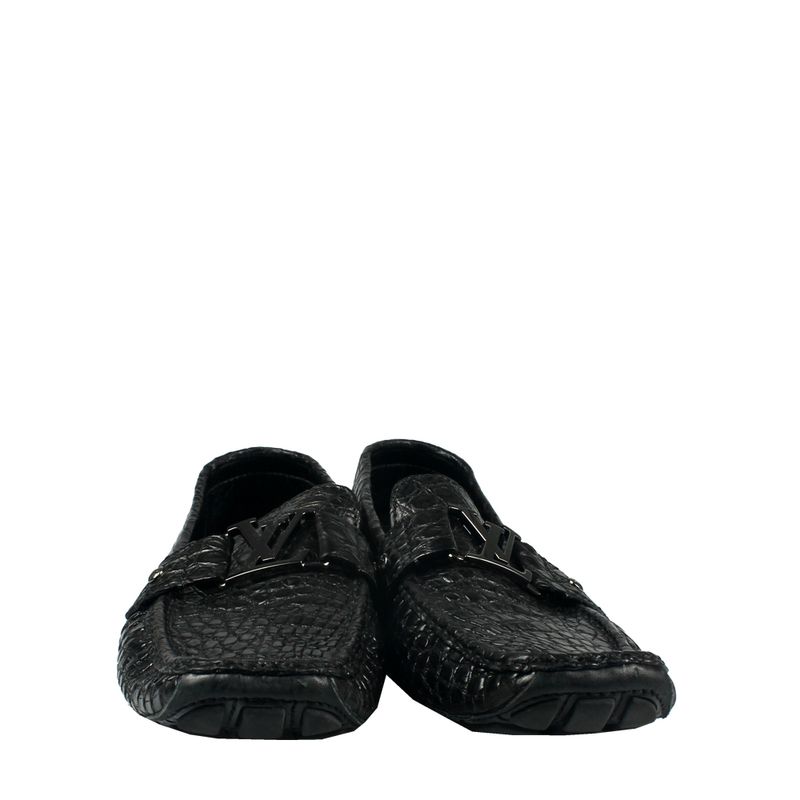 Mocassim-Louis-Vuitton-Couro-Croco-Preto-com-Inicial-LV