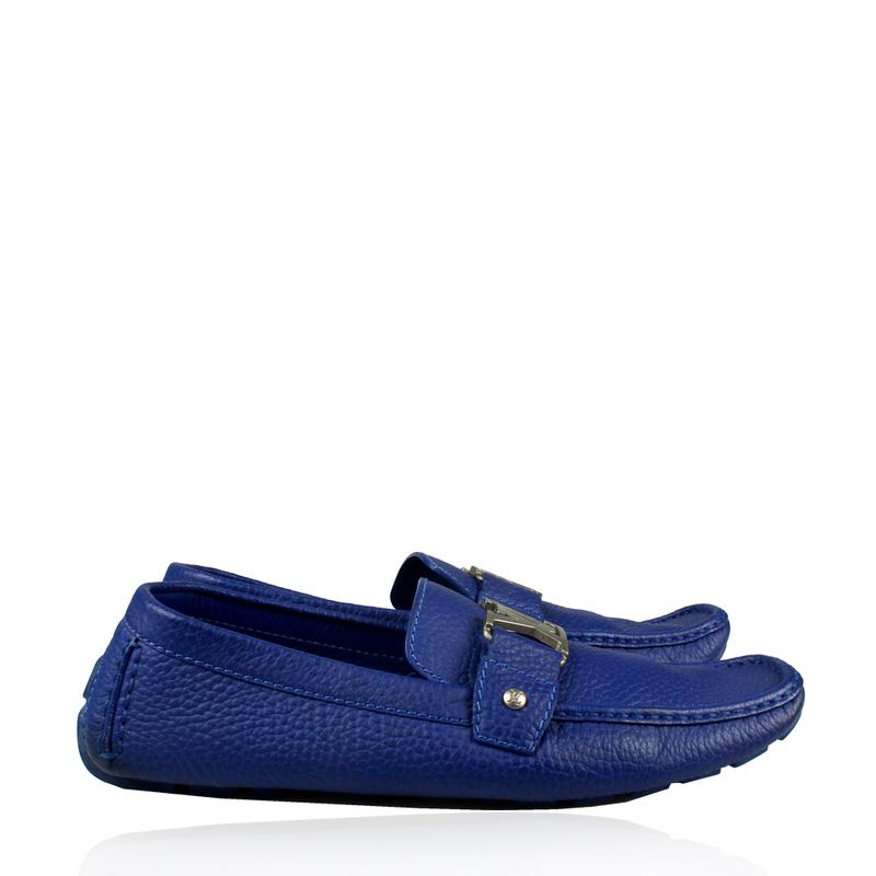 Mocassim-Louis-Vuitton-Couro-Azul-Bic-com-Inicial-LV-Azul
