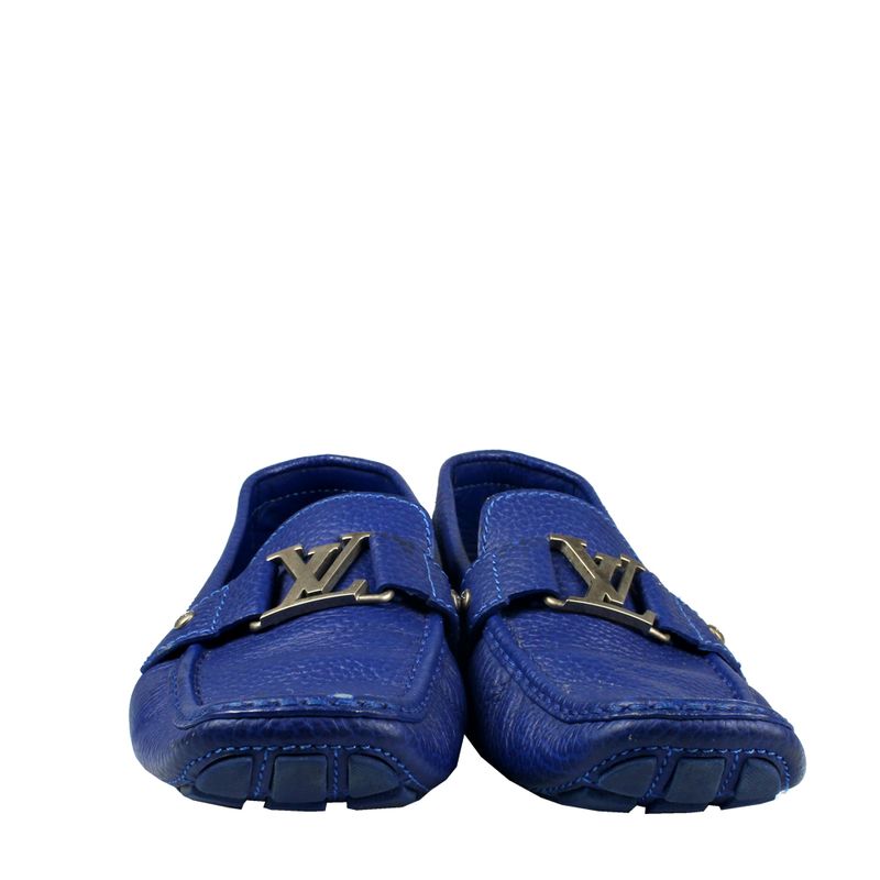 Mocassim-Louis-Vuitton-Couro-Azul-Bic-com-Inicial-LV-Azul