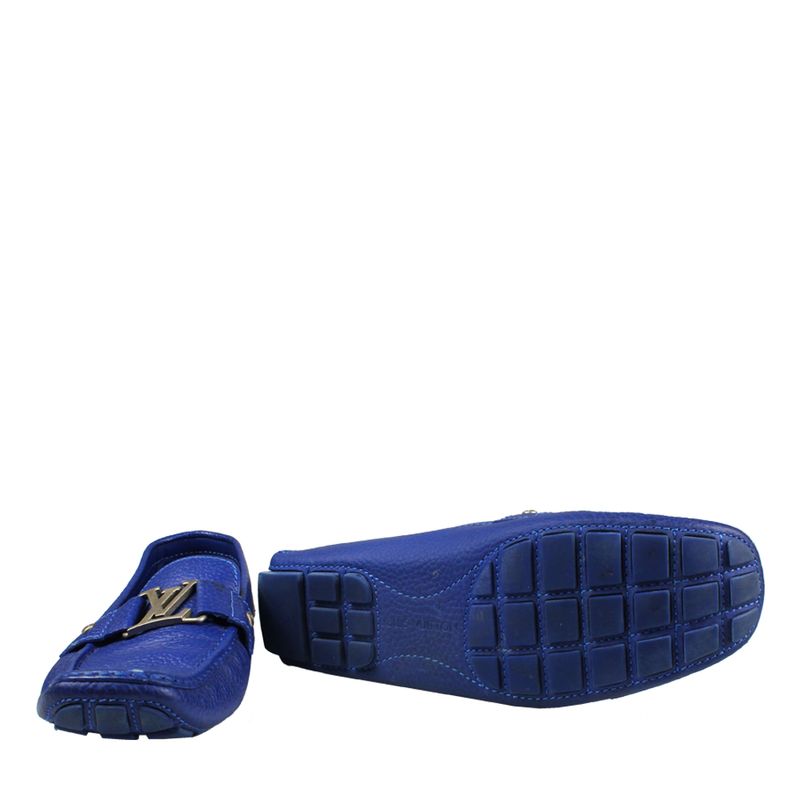Mocassim-Louis-Vuitton-Couro-Azul-Bic-com-Inicial-LV-Azul