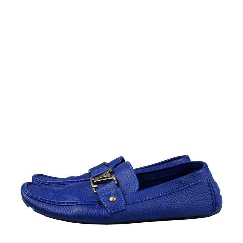 Mocassim-Louis-Vuitton-Couro-Azul-Bic-com-Inicial-LV-Azul