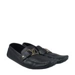 Mocassim-Louis-Vuitton-Couro-Azul-Escuro-Liso-com-Inicial-LV