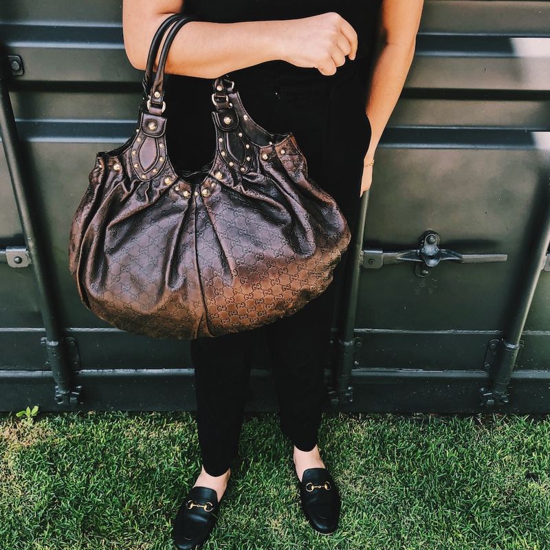 Bolsa-Gucci-Guccissima-Couro-Marrom-Escuro