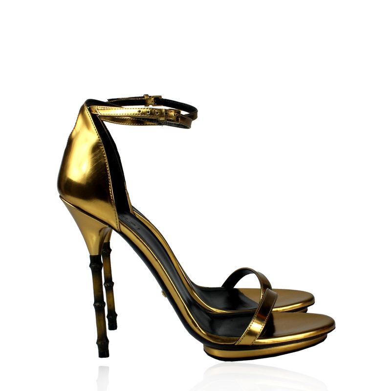 Sandalia-Gucci-Dourada-Salto-Bambu