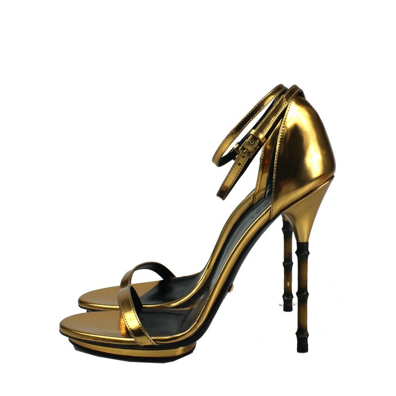 Sandalia-Gucci-Dourada-Salto-Bambu