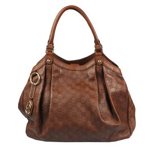 Bolsa Gucci Guccissima Sukey Couro Marrom Caramelo