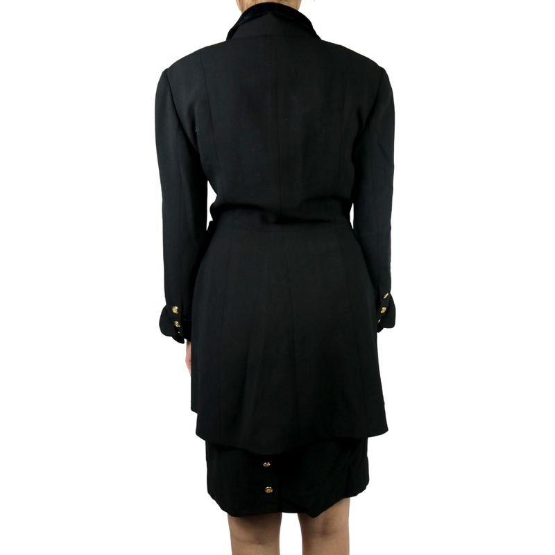 Conjunto-Chanel-Vintage-Preto-Casaco-Longuinho-e-Saia