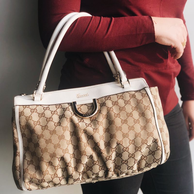Bolsa-Gucci-Jacquard-Couro-Branco