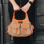 Bolsa-Christian-Dior-Monograma-Couro-Laranja