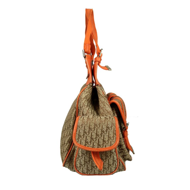 Bolsa-Christian-Dior-Monograma-Couro-Laranja