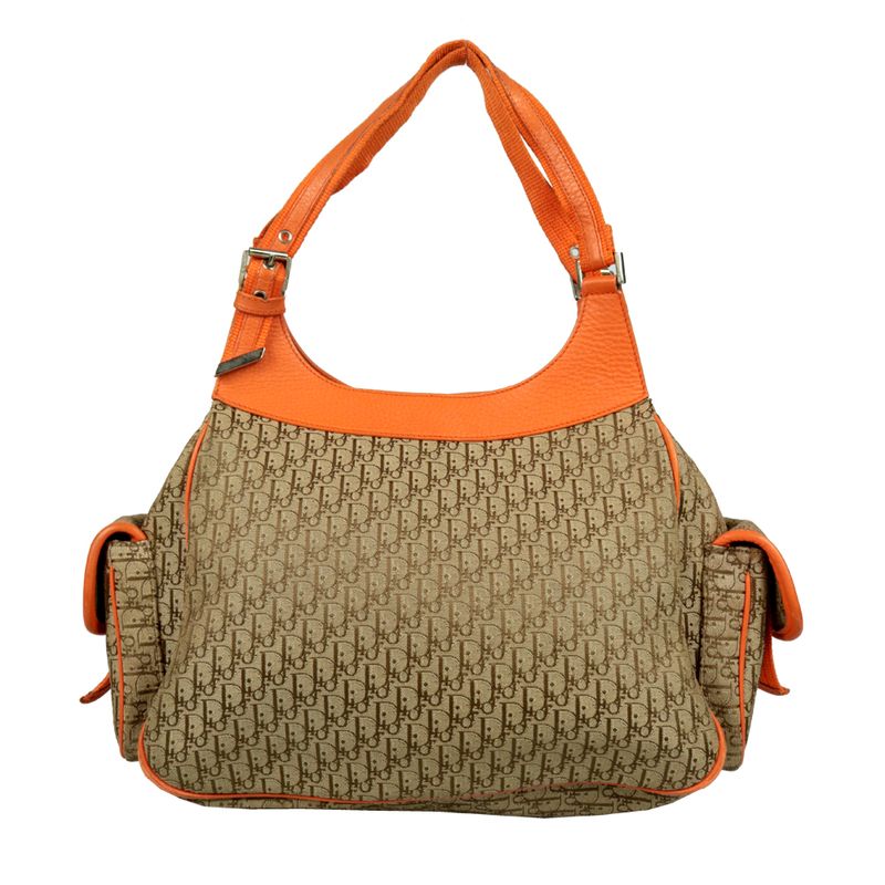 Bolsa-Christian-Dior-Monograma-Couro-Laranja