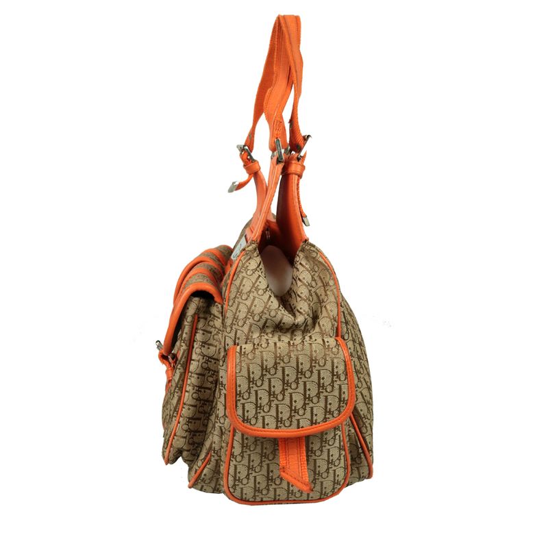 Bolsa-Christian-Dior-Monograma-Couro-Laranja