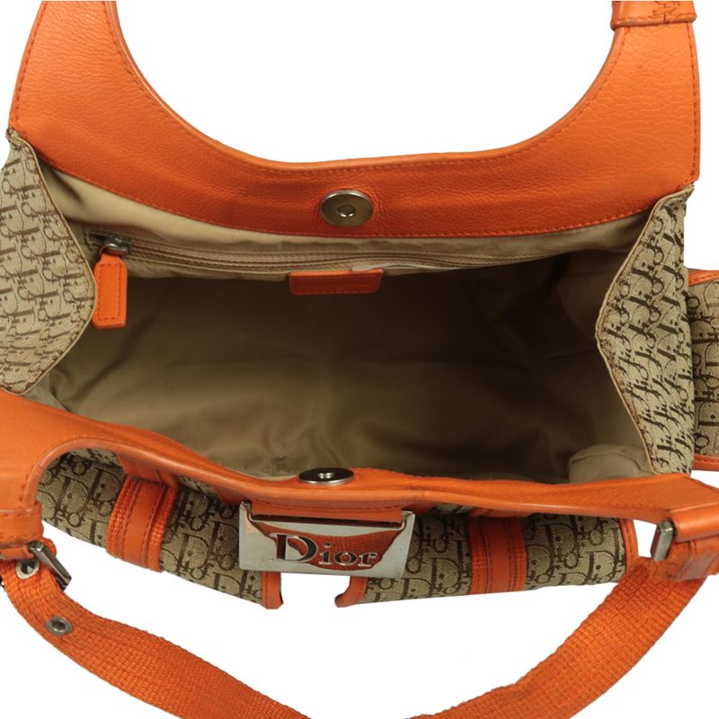 Bolsa-Christian-Dior-Monograma-Couro-Laranja