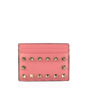 Porta Cartão Valentino Couro Rosa Rockstud