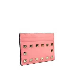 Porta Cartão Valentino Couro Rosa Rockstud