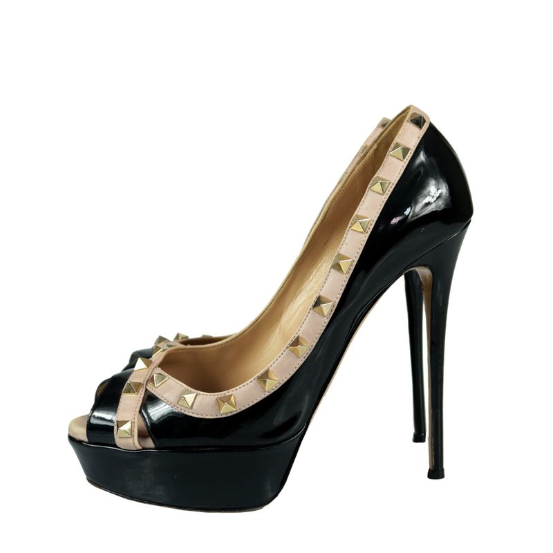 Peep-Toe-Valentino-Rockstud-Bicolor