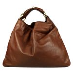 Bolsa-Gucci-Horsebit-Couro-Marrom-Grande