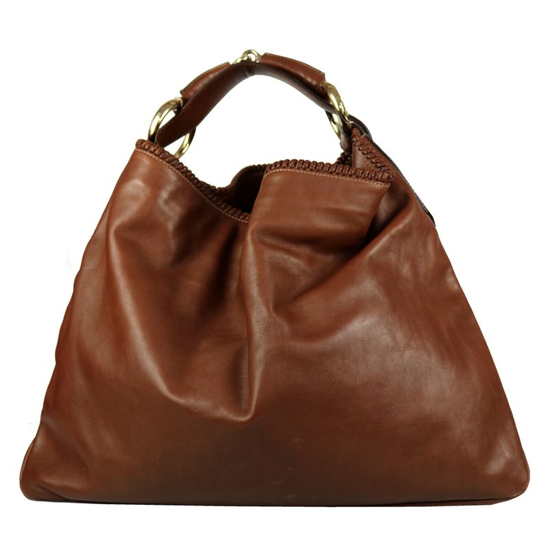Bolsa-Gucci-Horsebit-Couro-Marrom-Grande