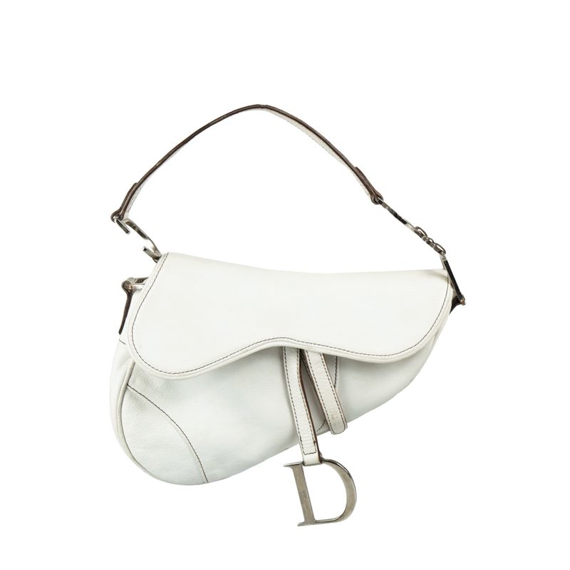 Bolsa-Christian-Dior-Saddle-Couro-Branco