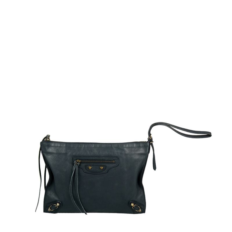 Clutch-Balenciaga-Motorcross-Couro-Azul-Marinho
