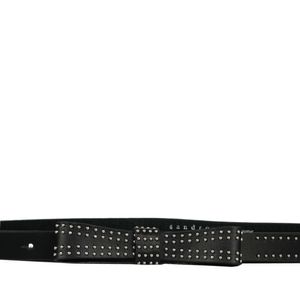 Cinto Sandro Couro Preto com Studs e Laço