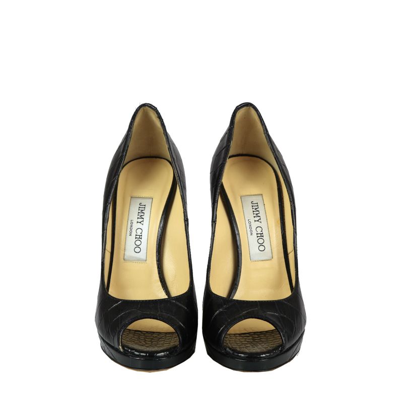 Peep-Toe-Jimmy-Choo-Croco-Preto