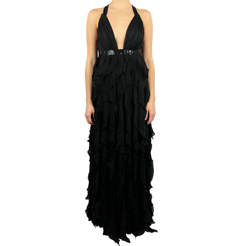 Vestido-Roberto-Cavalli-Seda-Preto