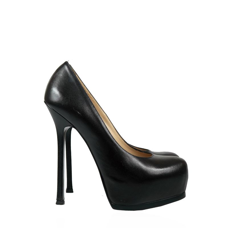 Pump-Saint-Laurent-Couro-Preto