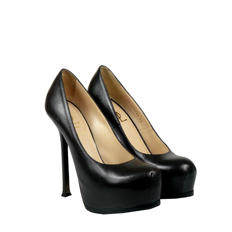Pump-Saint-Laurent-Couro-Preto