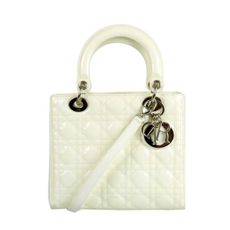 Bolsa-Christian-Dior-Lady-Dior-Verniz-Off-White