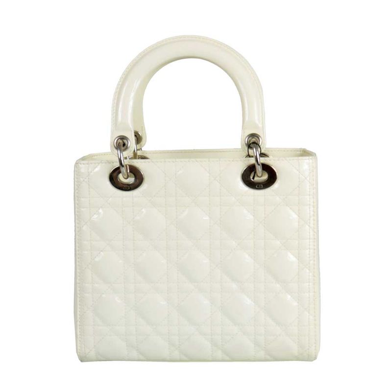 Bolsa-Christian-Dior-Lady-Dior-Verniz-Off-White