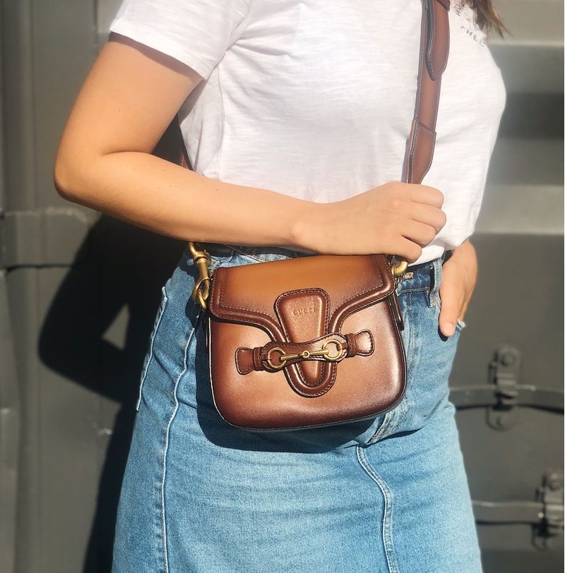 Bolsa-Gucci-Lady-Web-Couro-Marrom