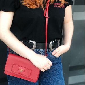 Bolsa Prada Lux Bow Saffiano Vermelha